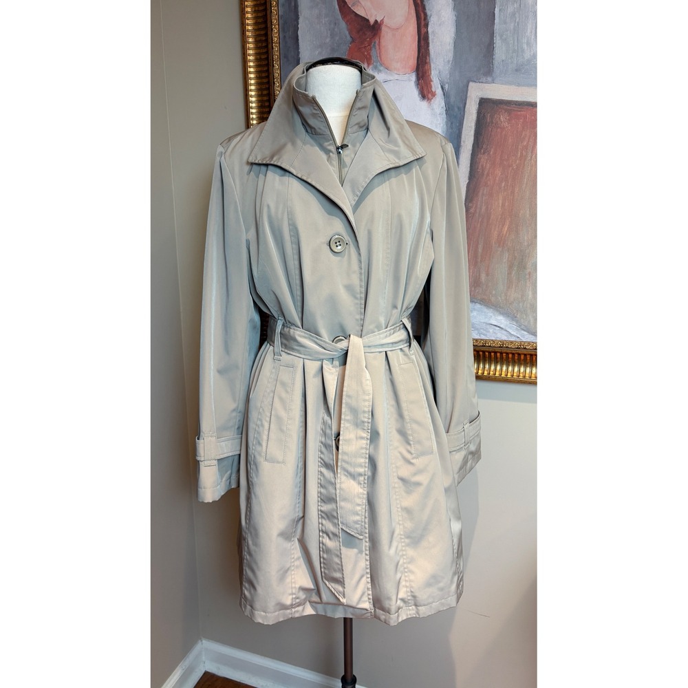 London Fog Womens Khaki Tan Trench Coat with Removable Liner XL